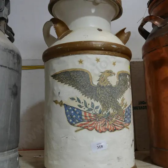 Vintage painted milk can