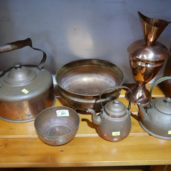 Copper teapots etc