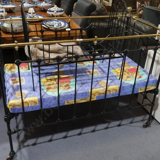 Antique wrought iron baby cot