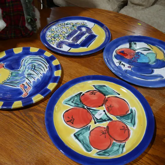 4 pottery plates