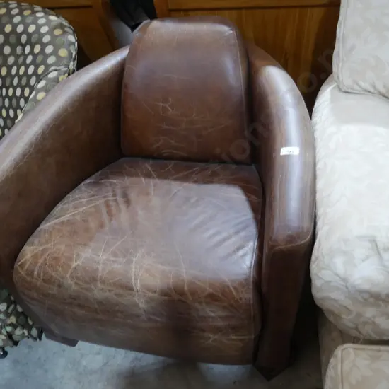 Leather tub chair