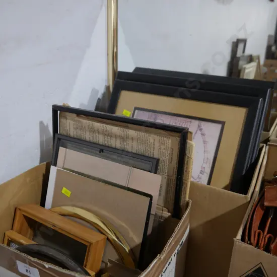 Box of frames, box of artworks and mirror