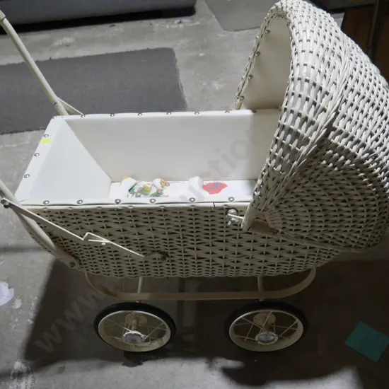 Cane doll pram
