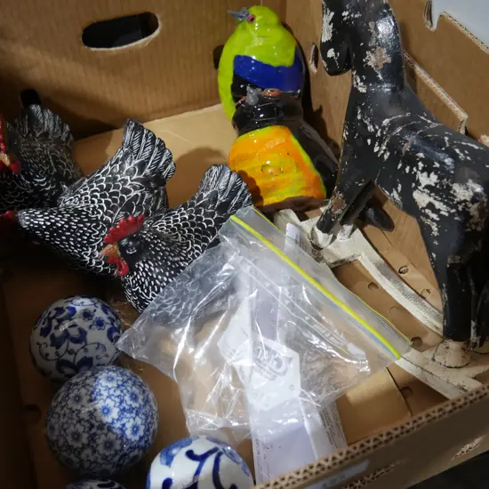 Small rocking horse, birds etc