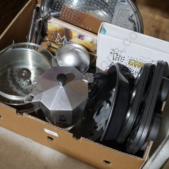 Coffee pot, books pots etc