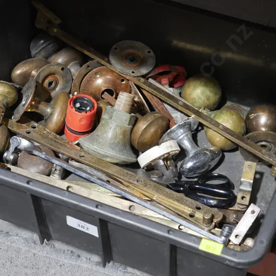 Brass hinges, door knobs etc