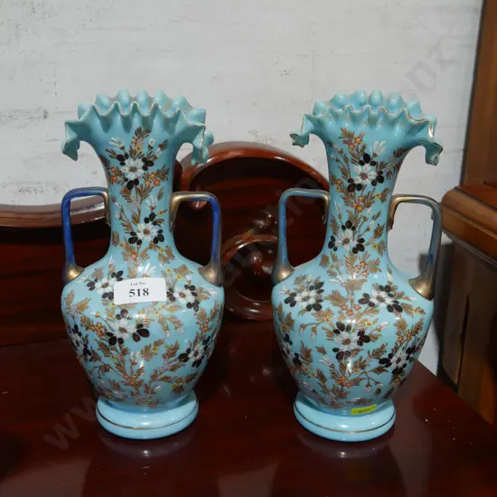 Pair of Victorian glass vases, 1 A/F