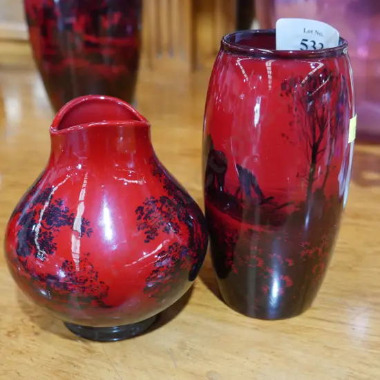 2 x Royal Doulton Flambe vases