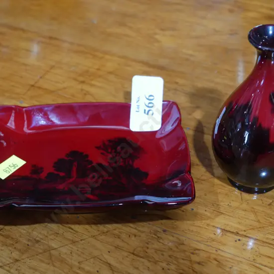 Royal Doulton Flambe vase, dish