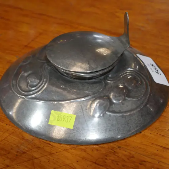 English pewter inkwell