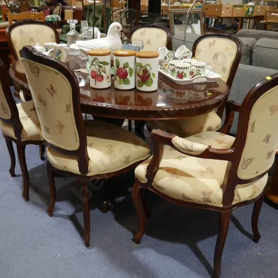 Rope edge Mahogany dining table and 6 chairs