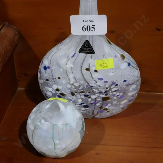 Isle of wight glass vase, paperweight