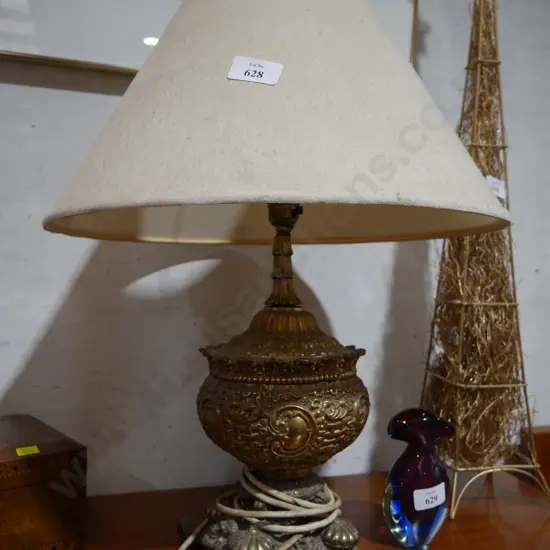 large brass based table lamp
