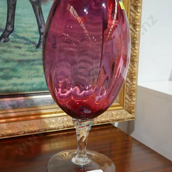 Stemmed art glass vase