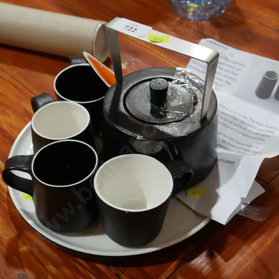 Peter Collis studio pottery teapot, cups and tray