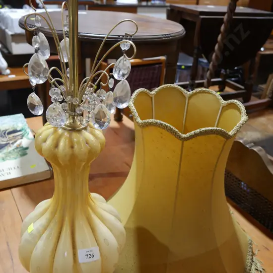 large glass and brass table lamp