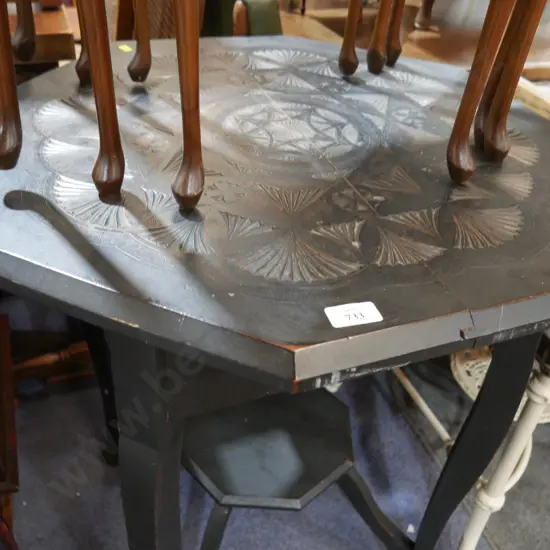 Chip carved side table