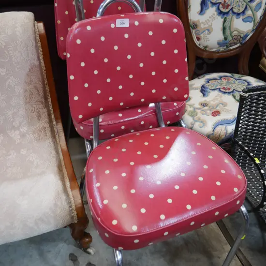2 chrome retro chairs and stool