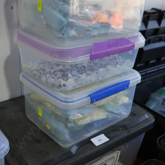 3 containers fishing gear etc