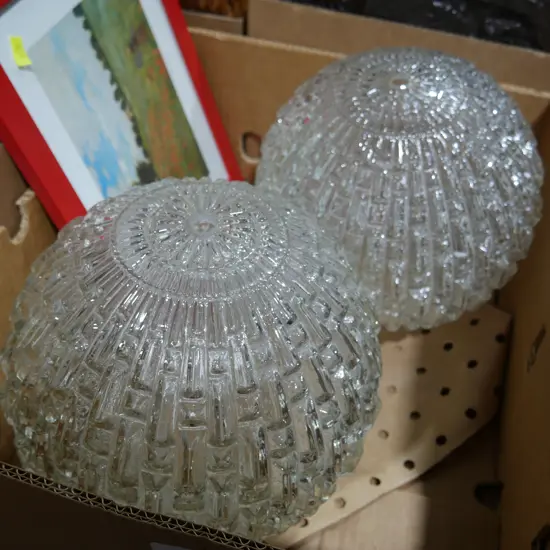Pair, glass ball shades etc