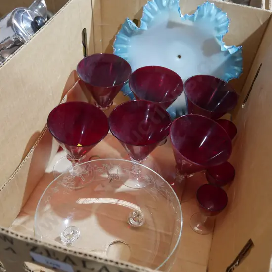 Red wine glasses , bowls