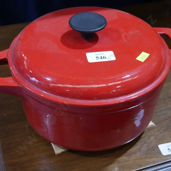 Red casserole dish