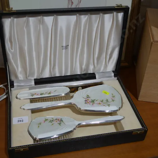 Silver and enamel duchess set