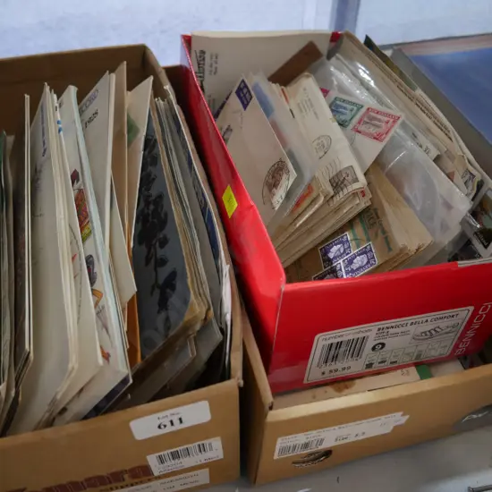 3 boxes stamps, first day covers etc