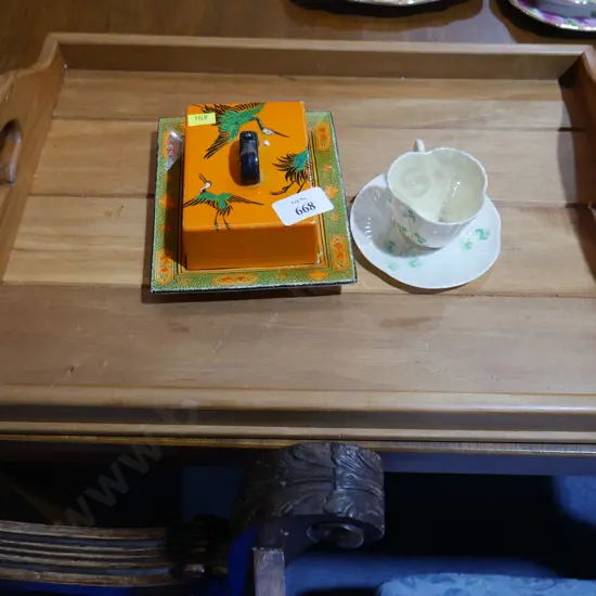 Tray teacup butter dish