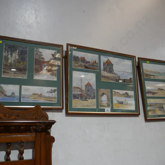 3 sets landscape water colours