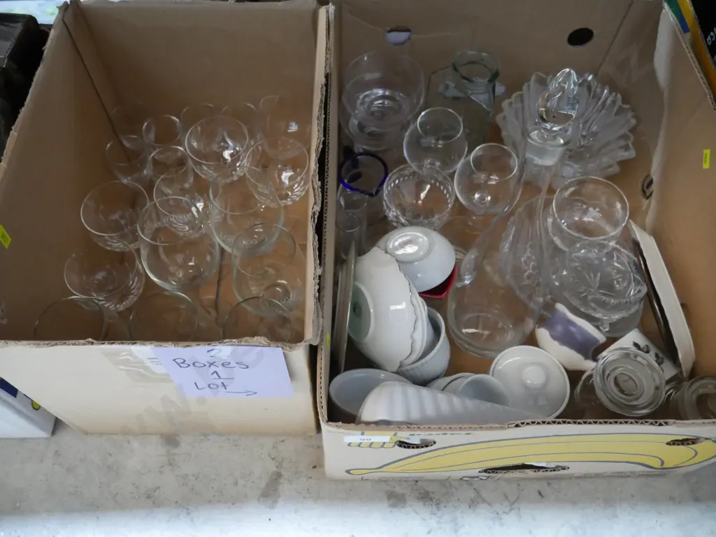 Two boxes of glassware etc Image 1++