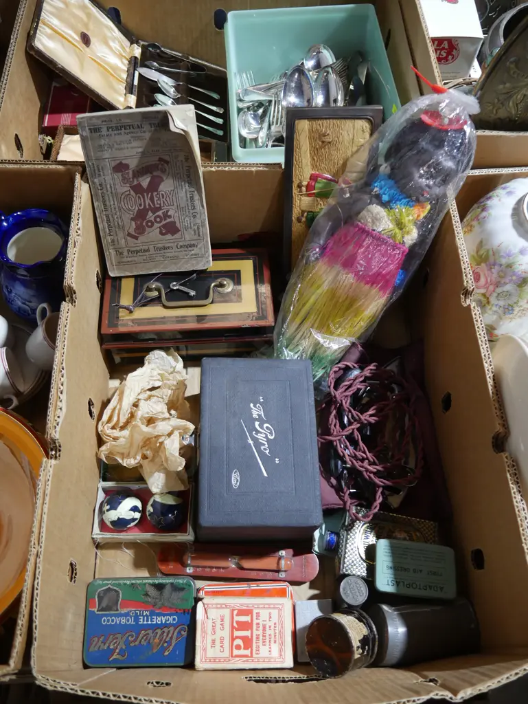 Hawaiian doll, vintage iron, tins etc Image 1++