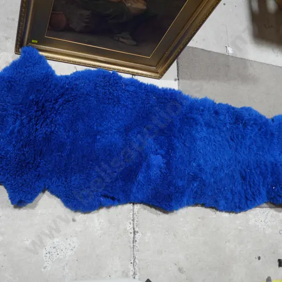 Blue sheepskin rug
