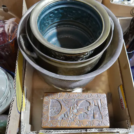 Planters and wooden box