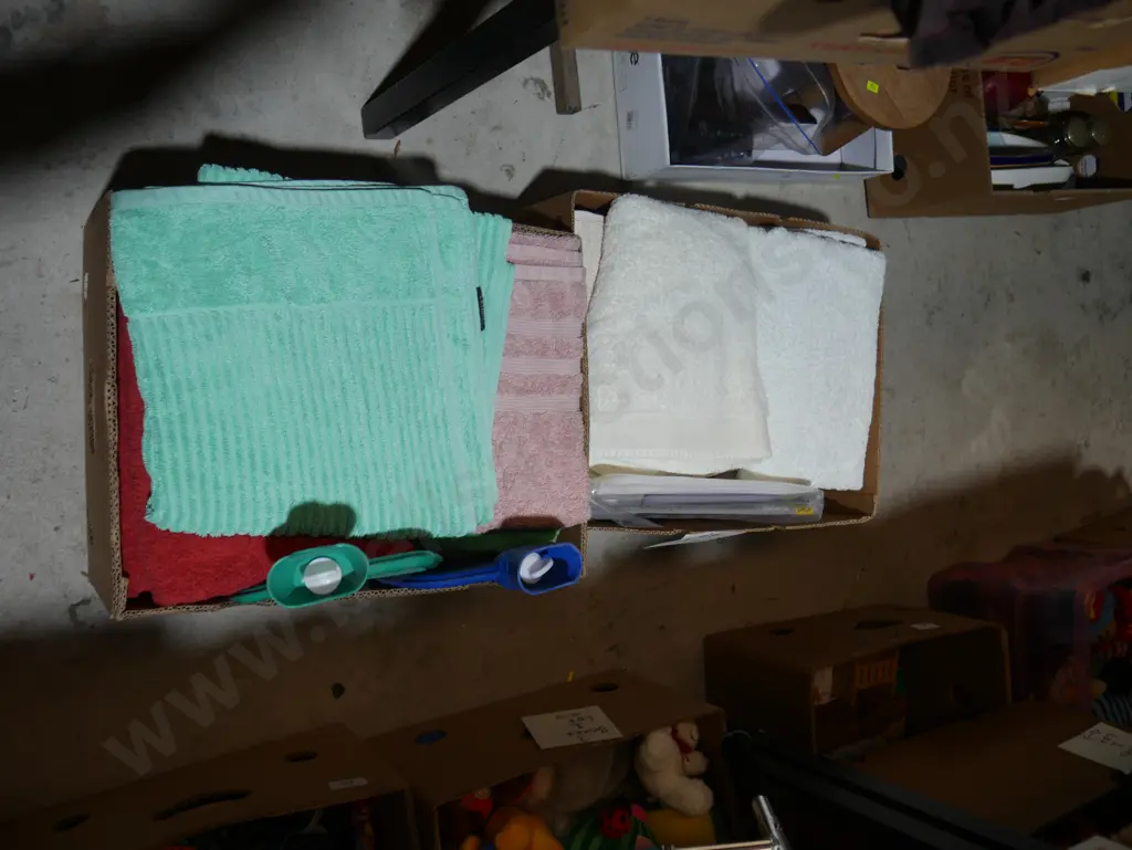 Two boxes of towels etc Image 1++