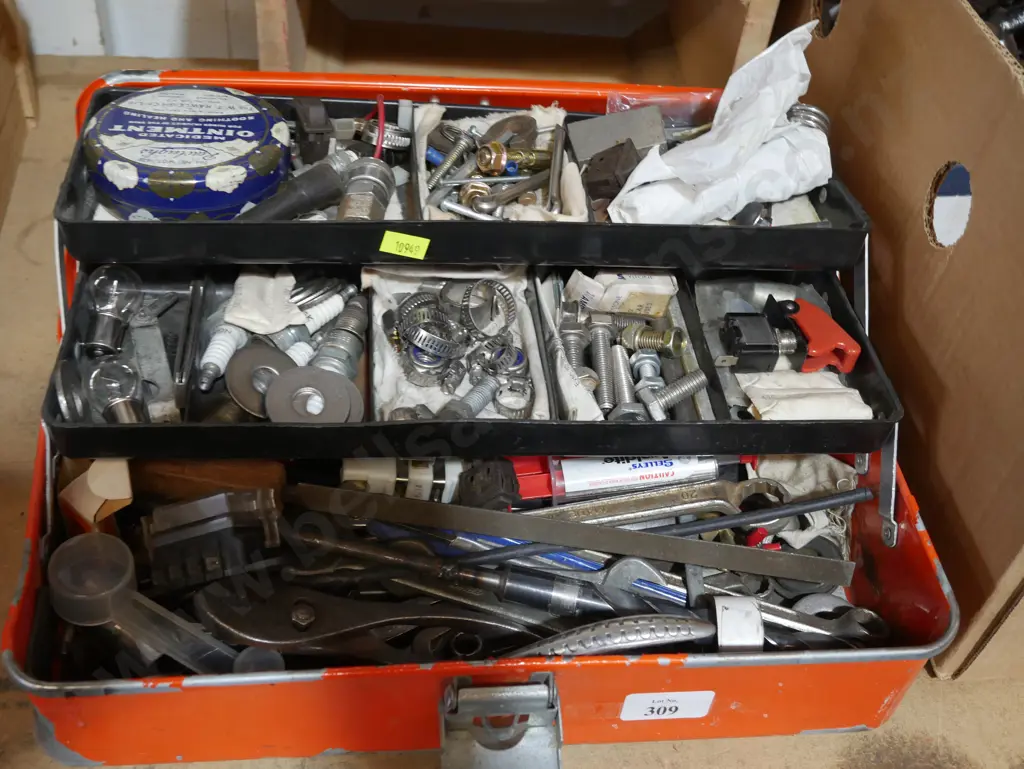 Orange toolbox and contents Image 1++