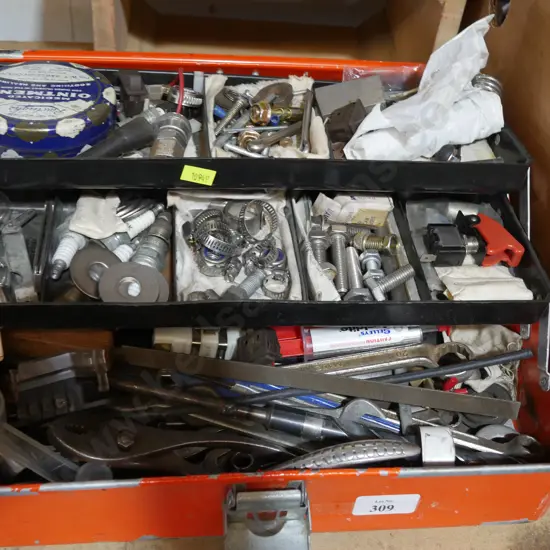 Orange toolbox and contents