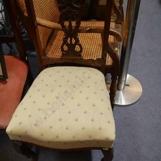 Carved back dining chair etc