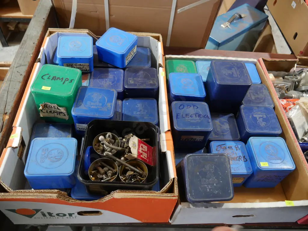 Two boxes of assorted nuts, bolts and fittings Image 1++