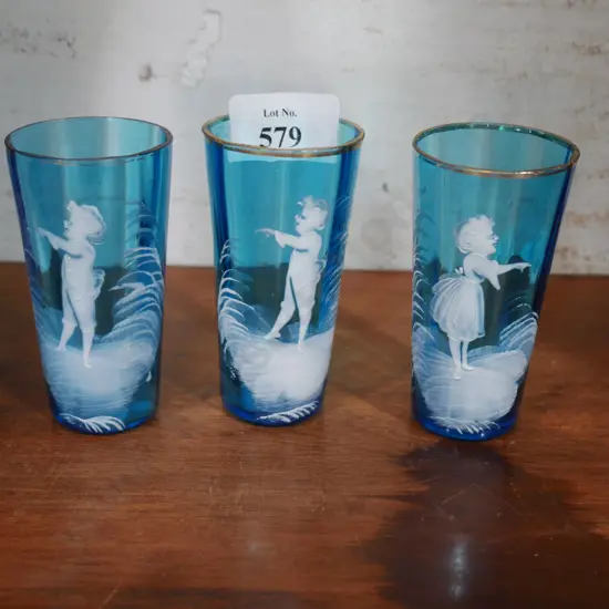3 Mary Gregory glasses