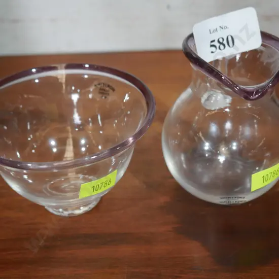 Hokitika glass jug and dish