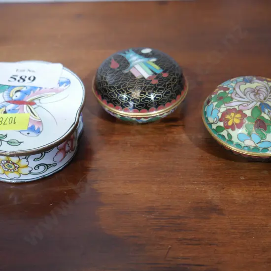3 cloisonne trinket pots