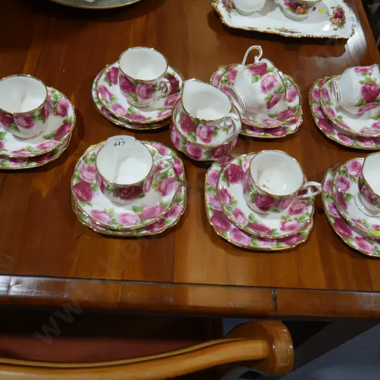 Old English rose tea cups