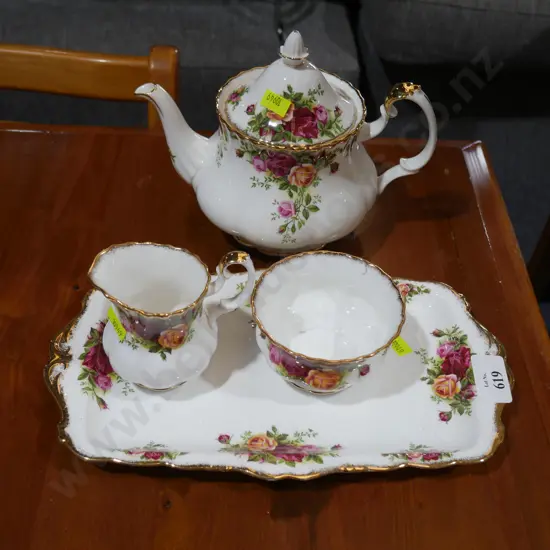 Old country rose tea service
