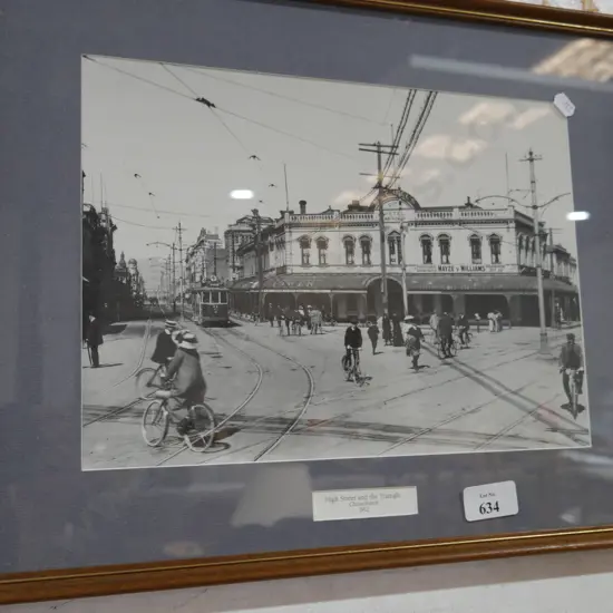 Framed high Street and the triangle Christchurch 1912 photograph