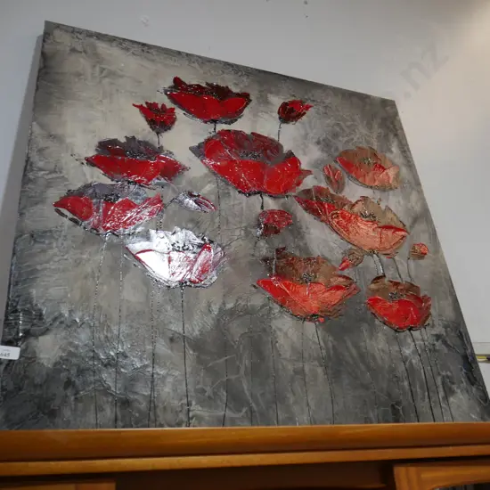 Large poppy canvas art