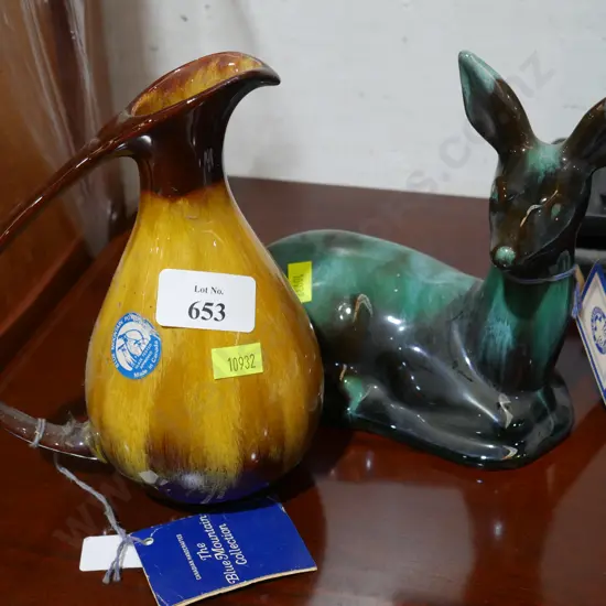 Blue mountain pottery deer and jug