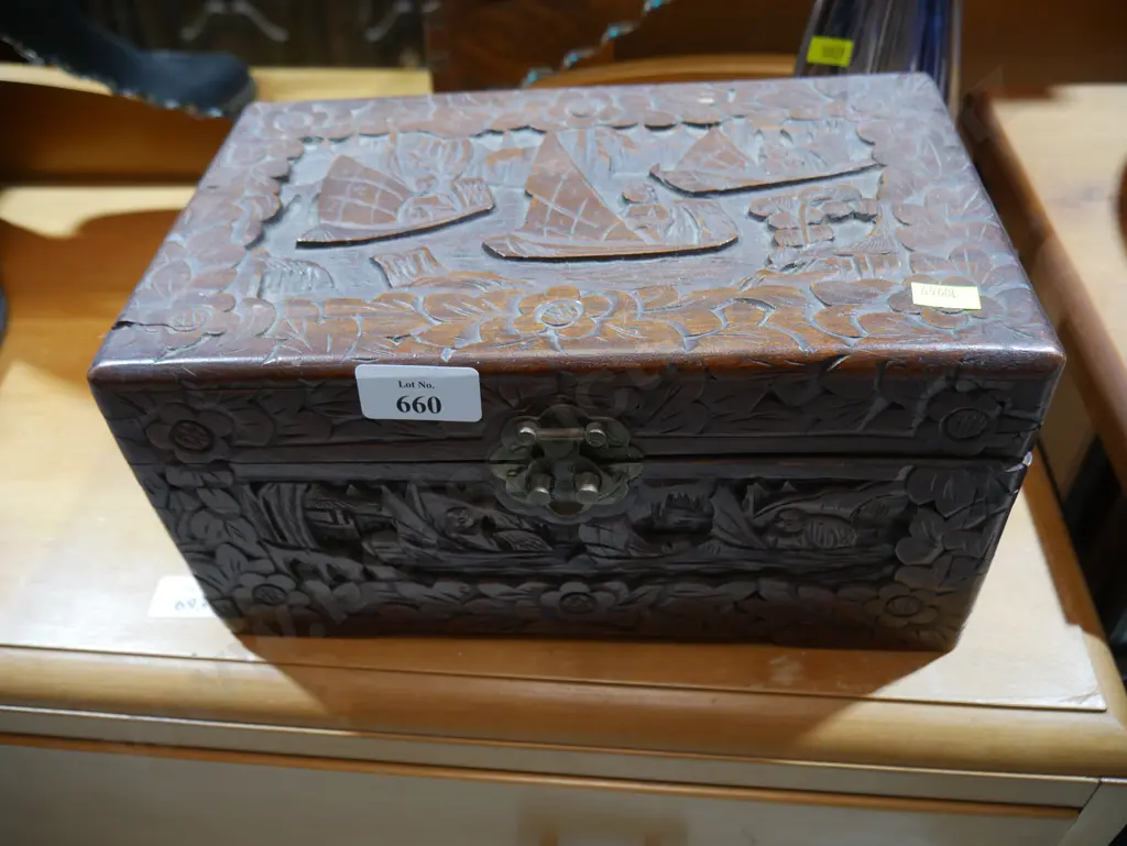 Carved wooden jewellery box Image 1++