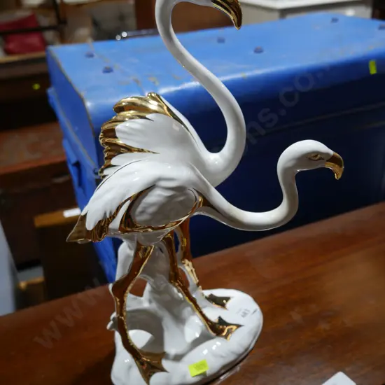 Porcelain flamingos figurine made in Italy