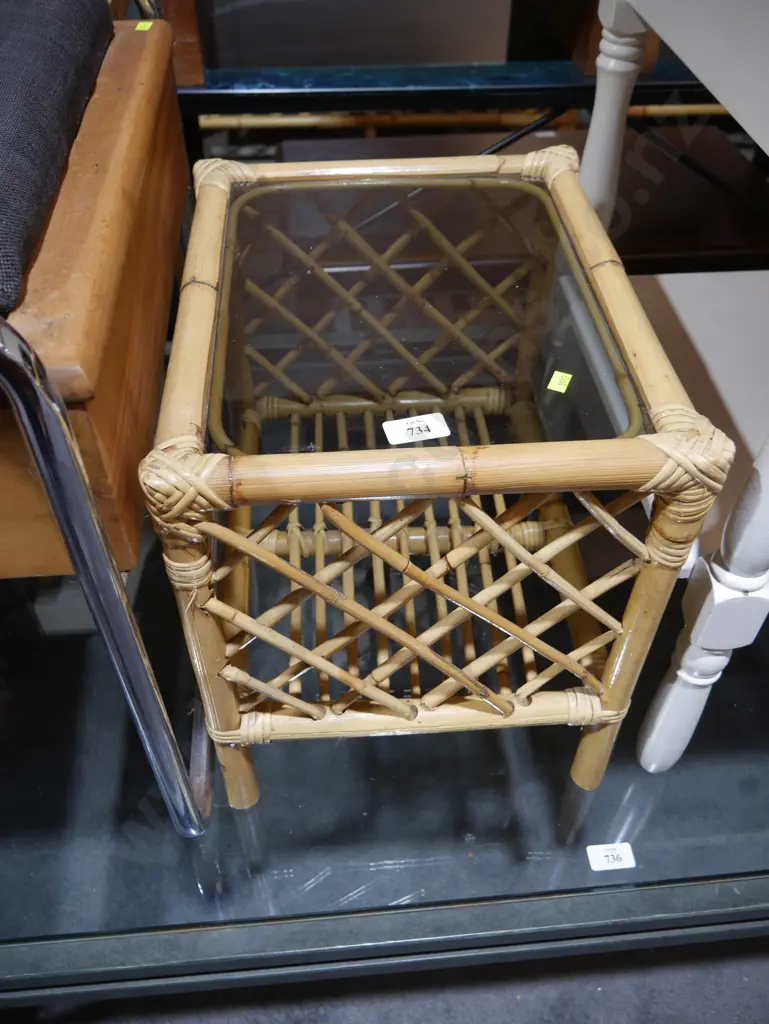 cane glass top side table Image 1++